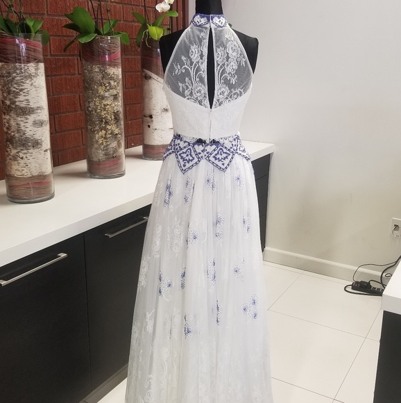 Sherri Hill 50997 Two Piece Ivory/Royal - Picture 7 of 10